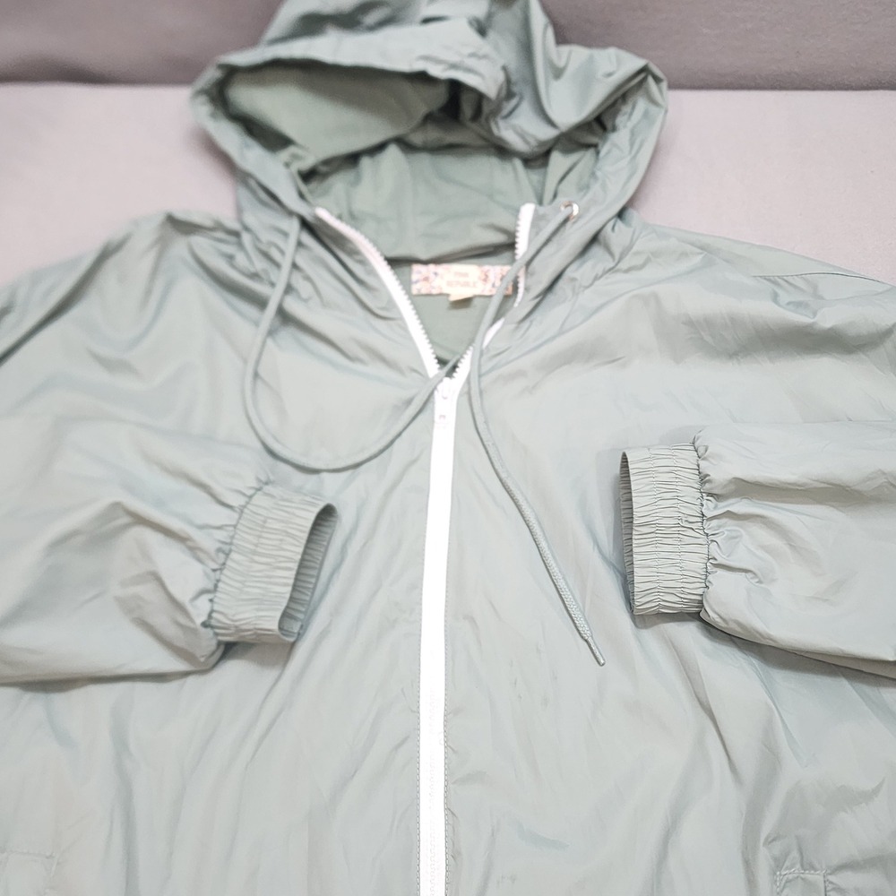 Pink Republic Green Hooded Windbreaker Jacket XL Lightweight Zip Up Casual